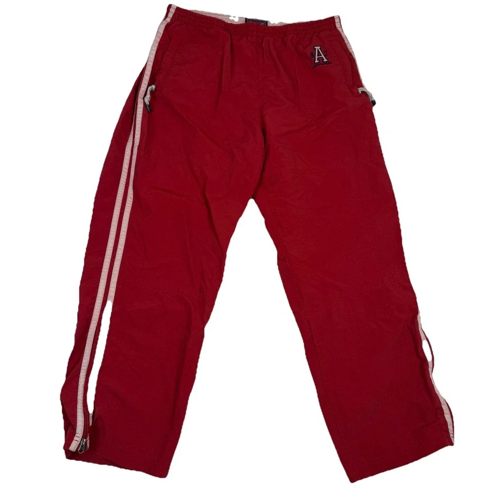 Vtg Y2K Abercrombie & Fitch Red Nylon Track Pants XL‎ 90s Baggy Windbreaker Zip